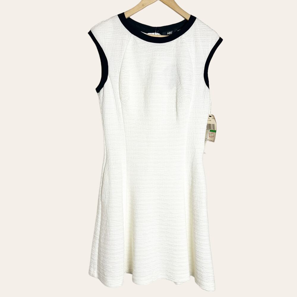 ABS Allen Schwartz Vintage White Fit & Flare Skater Dress Size L - Picture 1 of 8